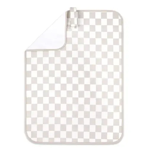 Bilbi Travel Change Mat Jersey Check Natural | Baby Bunting AU
