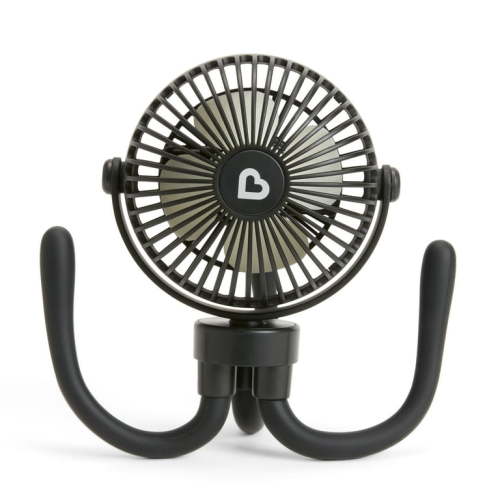 Munchkin® Multi-Use Rechargeable Stroller Fan, 4 Speeds, LED Lights and Flexible Legs, Black, Unisex