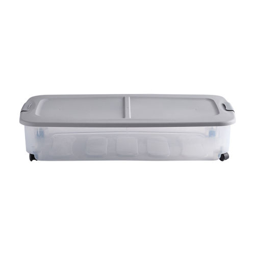 Wheeled Underbed Latching Storage Box, 58 qt