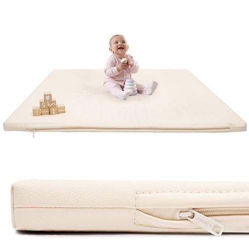 1.2" Padded Baby Play Mat 50x50 Playpen Mat- Extra Thick Waterproof Vegan Leather for Infants and Toddlers, Soft and Easy-to-Clean Floor Mat for Crawling & Play