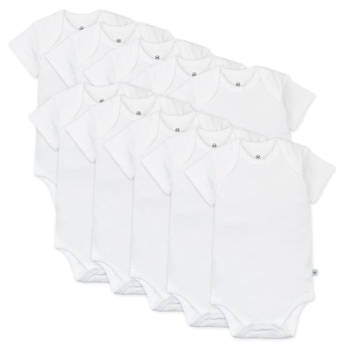 HonestBaby unisex-baby 10-pack Short Sleeve Bodysuits One-piece 100% Organic Cotton for Infant Baby Boys, Girls