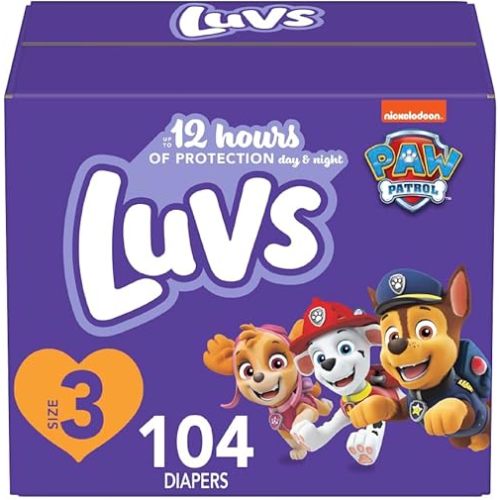 Luvs Size 3 Baby Diapers, Platinum Protection Bluey Diapers for Day & Night, Size 3, 104 Count (Packaging May Vary)