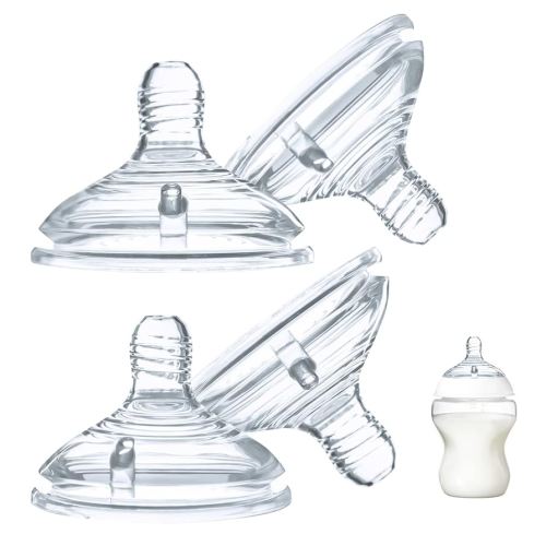 4-Count Silicone Bottle Nipples for Tommee Tippee Natural Start Anti-Colic Bottles & Advanced Anti-Colic Bottles & Closer to Nature Bottles, Breast-Like, Anti-Colic Valve, Fast Flow, 6m+