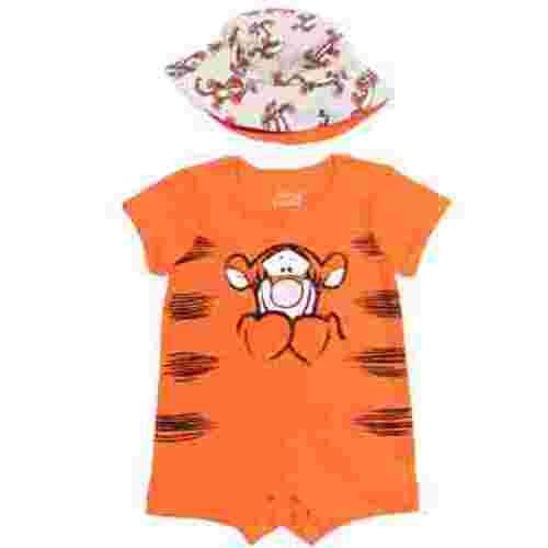Disney Winnie the Pooh Tigger Newborn Baby Boys Romper and Bucket Sun Hat Newborn to Infant