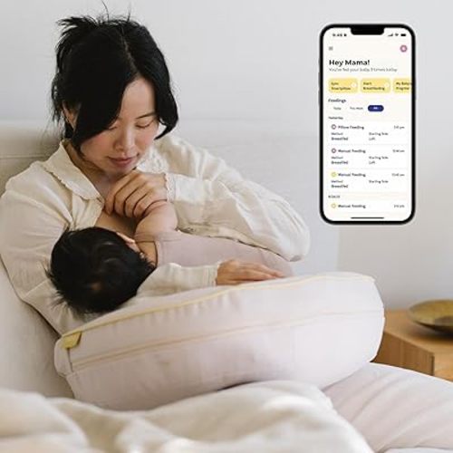 Halo Smart Nursing Pillow | Comfortable Ergonomic Support with Built-in Night Light, App Connected Tracking Timers, Optimal Height for Baby’s Latch, Backstrap, Removable Cover, Safety Certified