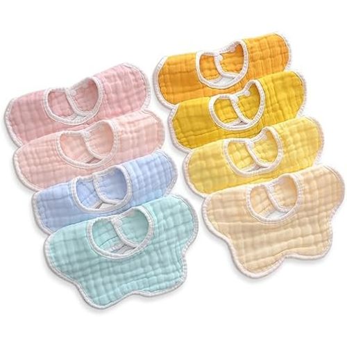 Muslin Baby Bibs for Drooling and Teething Newborn Drool Bibs for Baby Girl Boy