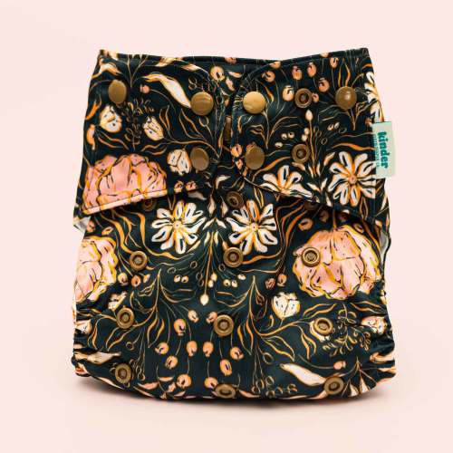 Floral: Essentials Pocket Cloth Diaper with Athletic Wicking Jersey, Grows with your Baby