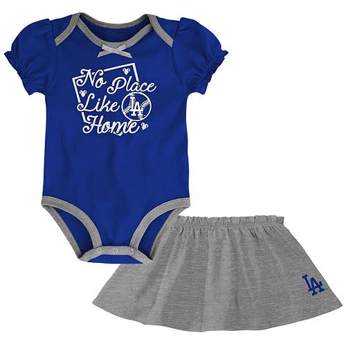 Girls Newborn & Infant Royal/Heathered Gray Los Angeles Dodgers Outfielder Bodysuit & Skirt Set - 0-3 MONTHS