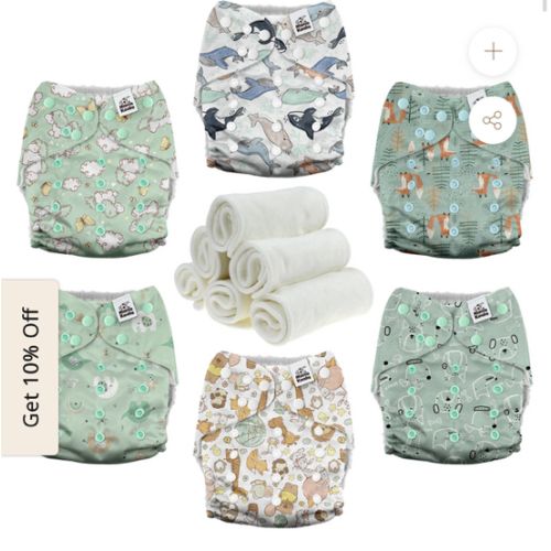 POCKET DIAPER 3.0 WITH INSERTS - 6 PACK(Adorable Animal)