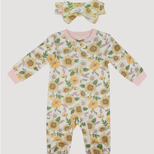 Wrangler Baby Girl Zip Coverall with Bow | NEW | Wrangler®