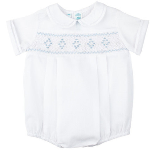 Smocked Embroidered Diamond Creeper | Newborn Baby Clothes | Coming Home Outfit |Feltman Brothers