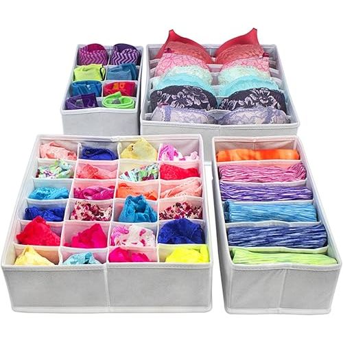 Sorbus® Set of 4 Foldable Drawer Dividers, Storage Boxes, Closet Organizers, Under Bed Organizer (White)