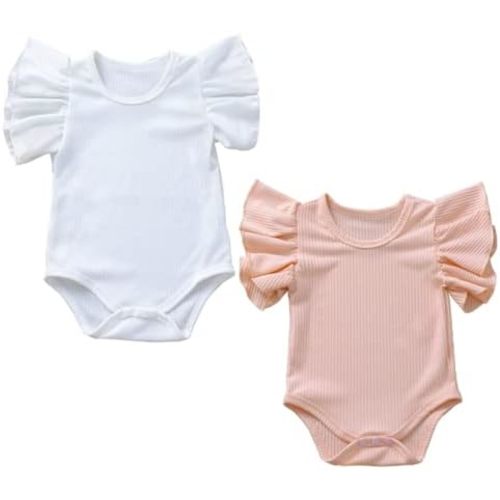Newborn Infant Baby Girl Solid Ruffle Romper Bodysuit Jumpsuit Casual Clothes One Piece Outfit