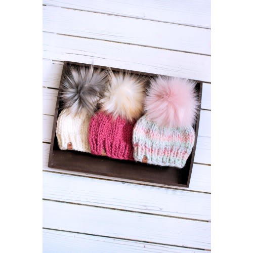 Knit Baby Hat, Classic Beanie, Newborn Hat with Pom Pom, Chunky Knit Winter Hat, Newborn Knit Hat Gift Idea for Newborn, Winter Hat for Kids