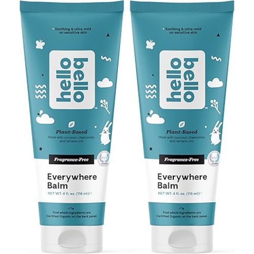 Hello Bello Everywhere Balm - Dermatologist-Tested, Hypoallergenic, Soothing & Ultra-Mild on Sensitive Skin - Plant-Derived & Certified Organic Ingredients - Fragrance-Free, 4Oz (2 Pack)