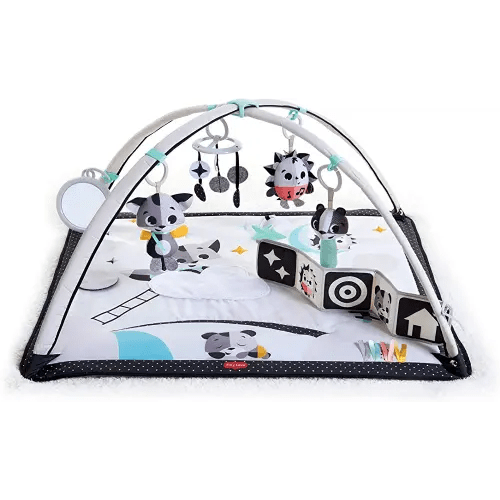 Tiny Love Baby Tummy Time Play Mat, Gymini Deluxe Baby Play Mats for Floor, Magical Tales Black & White Activity Gym