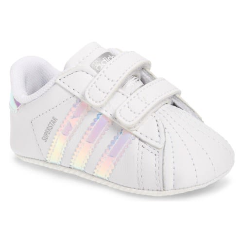 Baby Superstar Crib Sneaker, 2 M, White/Iridescent