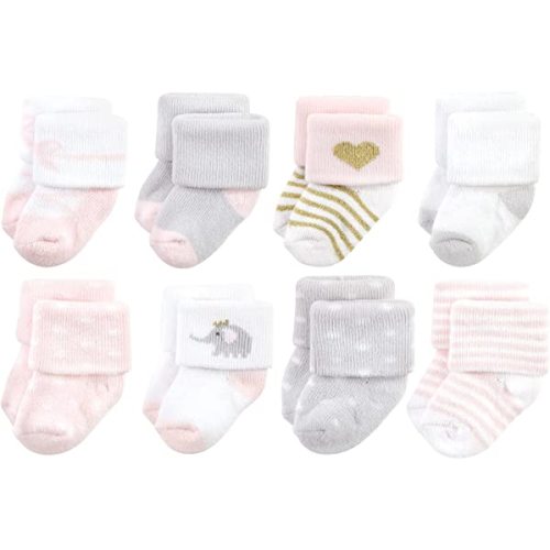 Hudson Baby Baby Girls' Cotton Rich Newborn and Terry Socks