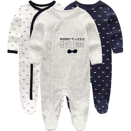 Kiddiezoom Baby and Toddler Boys'Snug Fit Footed One-Piece Romper Jumpsuit Cotton Cotton Footed Outfit