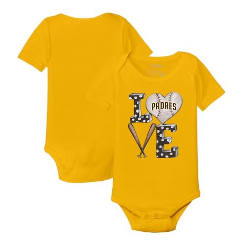 Infant San Diego Padres Tiny Turnip Gold Baseball Love Bodysuit
