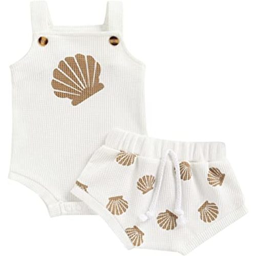 Newborn Baby Girl Summer Outfits Ribbed Sleeveless Romper Bodysuit Top and Ruffle Shorts Headband Clothes Sets