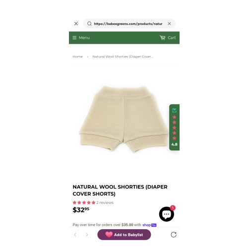 Natural Wool Shorties (Diaper Cover Shorts)