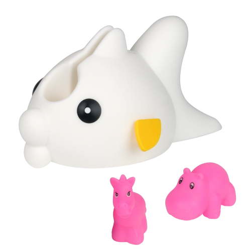 Bath Spout Cover, Faucet Cover Baby Bathroom Tub Protector for Kids Safety with 2 Toys,Kiss FIsh,White