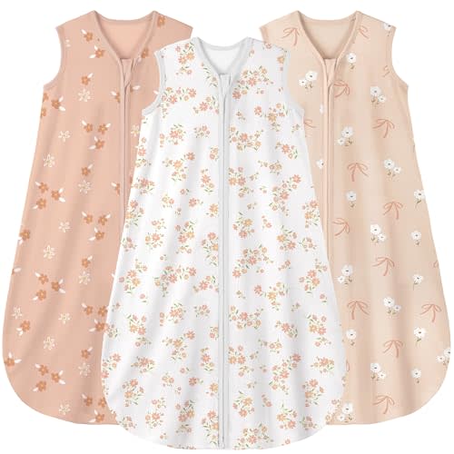 Yoofoss Baby Sleep Sack 0-6 Months Wearable Blanket for Babies 100% Organic Cotton 2-Way Zipper TOG 0.5 Toddler Sleeping Sack 3 Pack, Comfy Lightweight Sleep Sacks