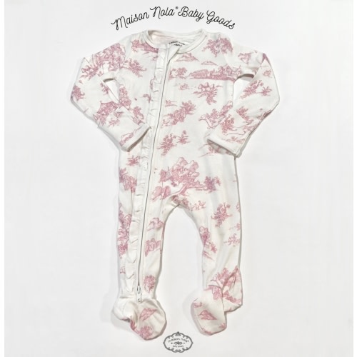 Storyland Toile Zipper Footie Pajama | Maison Nola