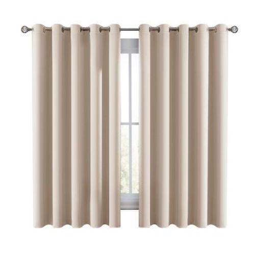 63-Inch Short Drop Window Blackout Curtains Thermal Grommet Curtains for Living Rooms - 52''x63'' (BEIGE)