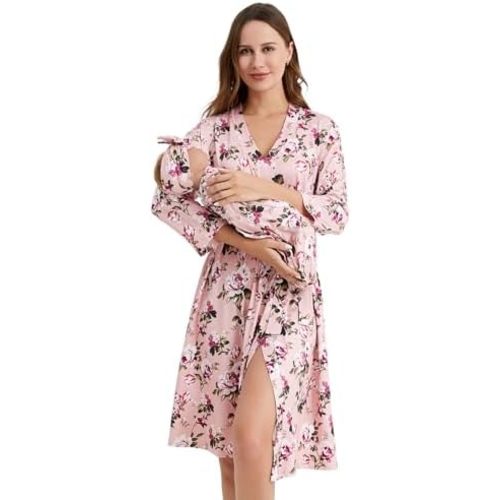 Galabloomer Maternity Robe and Receiving Blanket, Matching Mommy Labor Robe