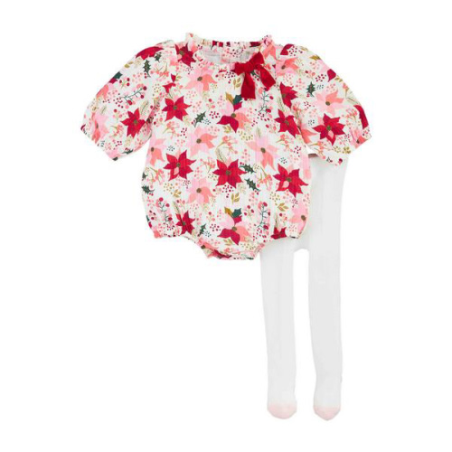 Poinsettia Baby Romper and Tight Set