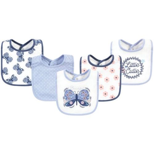 Hudson Baby Infant Girl Cotton Bibs, Beautiful Butterfly, One Size
