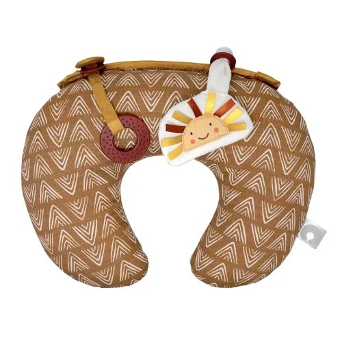 Boppy Tummy Time Prop, Golden Sun with Arrows with Two Removable Toys, A Smaller Size for Comfortable Tummy Time, Attached Toys Encourage Neck and Shoulder Strength Building