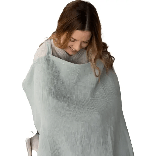 ACTIVE BABY Nursing Cover for Breastfeeding mom with Adjustable Hoop for Hand Free | Breathable Nursing Cover up | 100% Muslin Cotton Light Weight Breastfeeding Cover wrap Shawl Scarf (Aqua Frost)