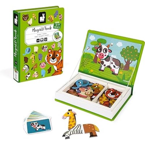 Janod MagnetiBook 41 pc Magnetic Animal Mix and Match Game - Ages 3+ - J02723