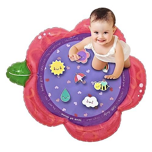 LaLa Lou Kids Premium Tummy Time Mat, XL Flower with 7 Colorful Sensory Tummy Time Toys, Inflatable Tummy Time Water Play Mat for Infants and Toddlers 6+ Months