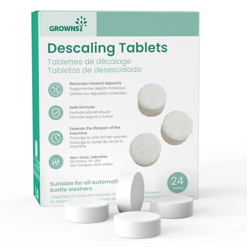 GROWNSY Descaler Tablets, 24 Descaling Tablets Compatible with Momcozy, Baby Brezza, Papablic Bottle Washer, Effective for Bottle Washer, Warmer, Sterilizer, Formula Maker & Baby Feeding Essentials