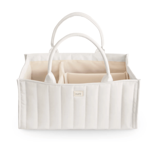 mushie Baby Diaper Caddy | Newborn Essentials Organizer for Diaper Changing Station (Ivory)