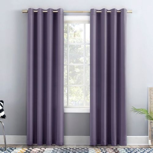 54"x84" Sun Zero Room Darkening Seymour Grommet Curtain Panel Lavender: Energy Efficient, Noise Reducing, Modern Decor