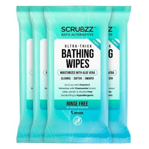 Extra Large Bath Wipes for Adults Bathing No Rinse - Fresh Scent, 40 Count
