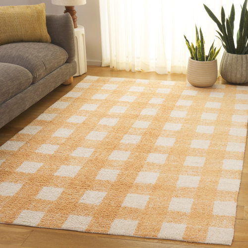 Gracie Oaks Briaroaks Hand Woven Recyclyed Cotton Pile Machine Washable Plaid Rug | Wayfair