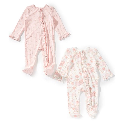 Little Me Baby Girls Long Sleeve Fab Floral Footie 2-Pack