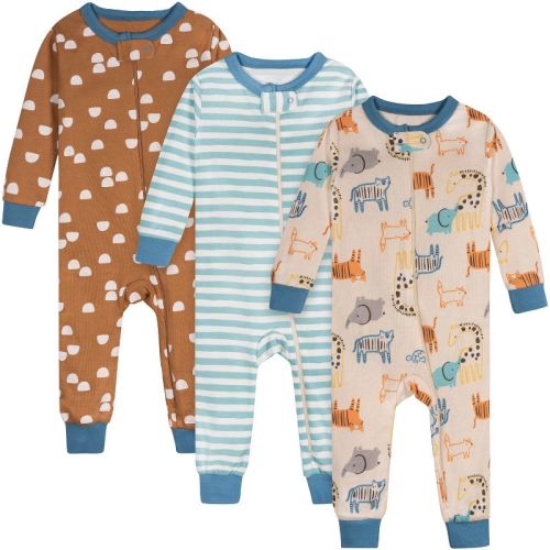 Onesies Brand Baby Boys' 3-pack Footless Unionsuits, Safari, 12 Months