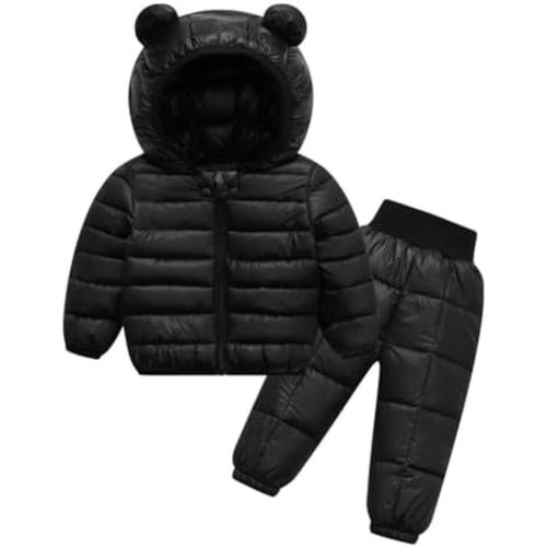 2 Piece Toddler Winter Coats and Matching Pants Lightweight Puffer Padded Jacket Clothing Set Snowsuit Ski Suit