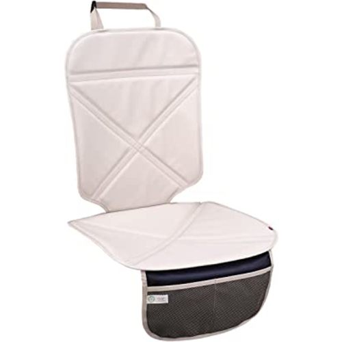 Viaviat Car Seat Protector Leather Waterproof Child Safety Seat Protector Cover with Thick Pad and 2 Large Pockets Durable Kick Mat for All Auto Seat (Beige)
