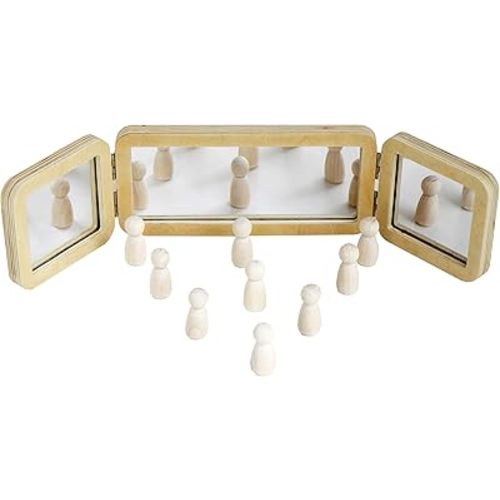Tummy Time Mirror, 3 Panels, Montessori & Reggio-Inspired, Light Table Accessory, Multi-Angle Observation Mirror, Small Size