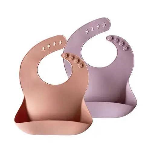 Silicone Baby Bib - 2 Pack - Muted/Pale Mauve