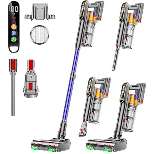 Cordless Vacuum Cleaner, 550W 45KPA 60 Mins, Stick Vacuum with Wall Mount Charging, Anti-tangle Wireless Vacuum, Rechargeable for Pet Hair/Carpet/Hard Floor
