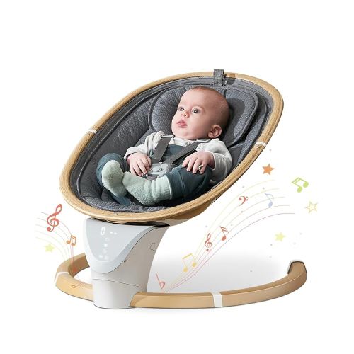 Yacul Electric Baby Rocker Swing for Newborns, 5-Speed Adjustable Infant Swing with Timer and Soothing Music, Portable Baby Swing for 0-6 Months Boys and Girls